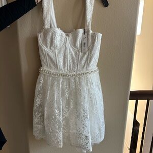 Alice + Olivia Hope Mini Dress in Off White